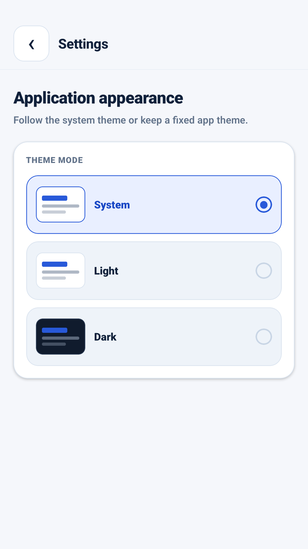Paramètres du thème AppMetrica Viewer