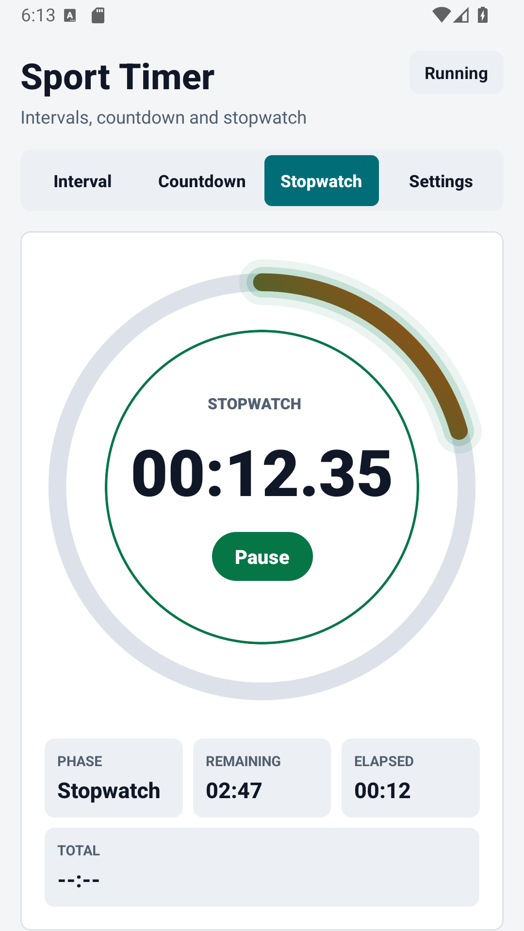 Écran du chronomètre Sport Timer avec tours